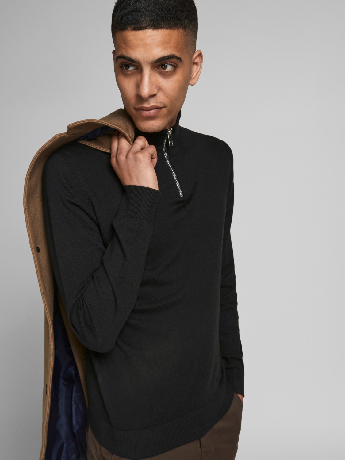 Dünner Strickpullover Stehkragen Sweater mit Zip Langarm Basic JJEEMIL Dünner Strickpullover Stehkragen Sweater mit Zip Langarm Basic JJEEMIL