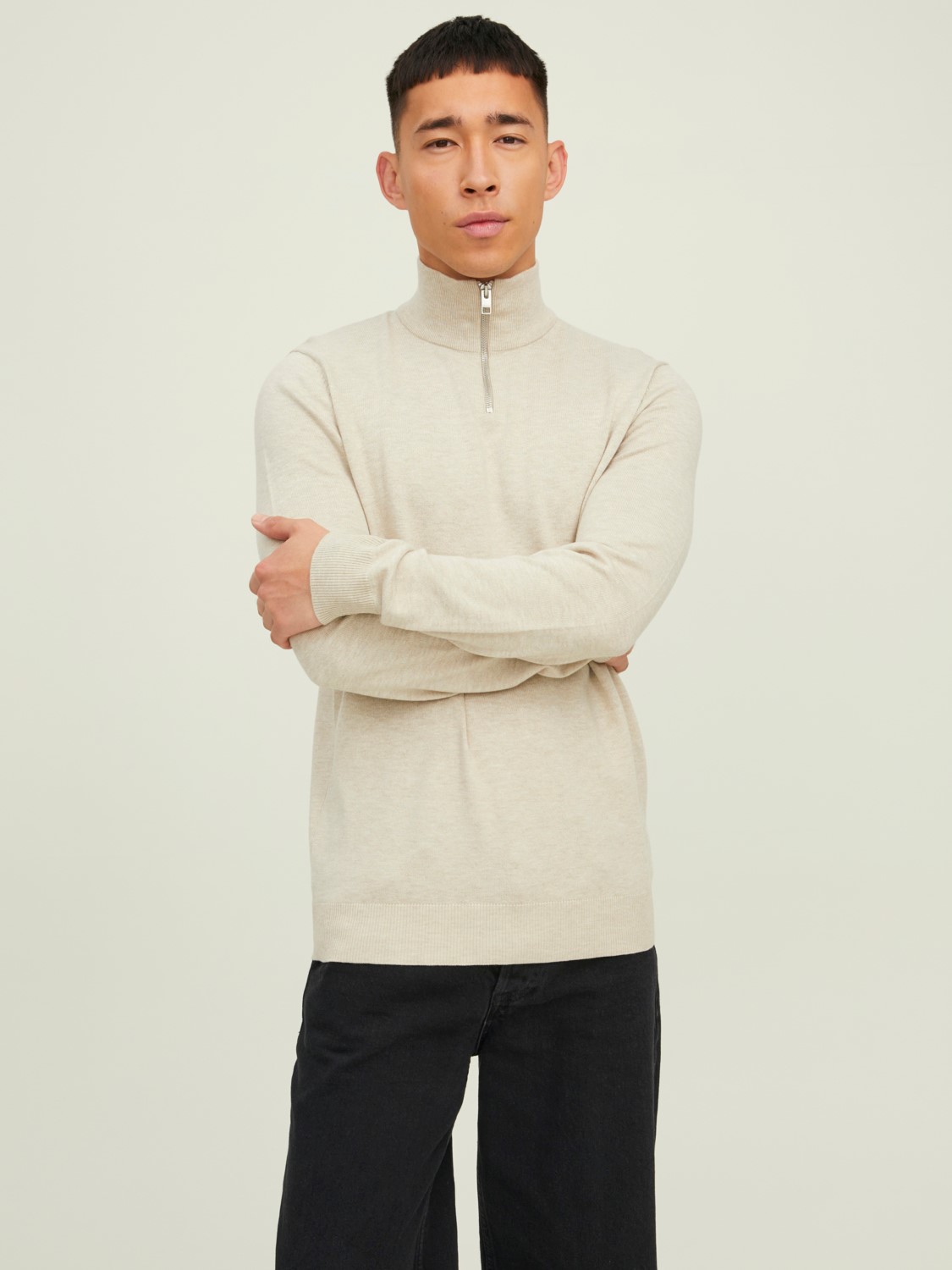 Dünner Strickpullover Stehkragen Sweater mit Zip Langarm Basic JJEEMIL Dünner Strickpullover Stehkragen Sweater mit Zip Langarm Basic JJEEMIL