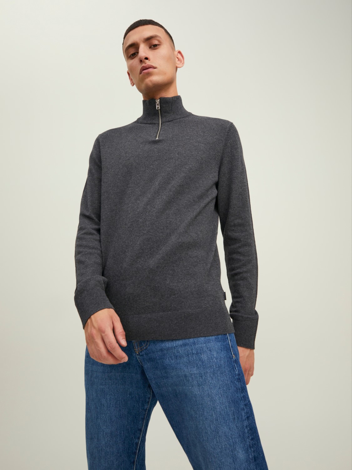 Dünner Strickpullover Stehkragen Sweater mit Zip Langarm Basic JJEEMIL Dünner Strickpullover Stehkragen Sweater mit Zip Langarm Basic JJEEMIL