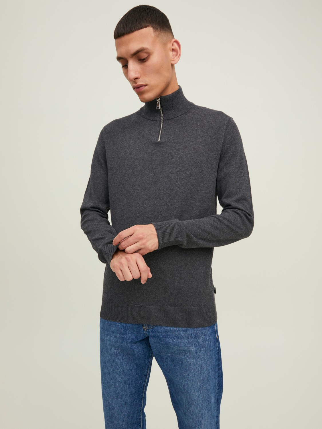 Dünner Strickpullover Stehkragen Sweater mit Zip Langarm Basic JJEEMIL Dünner Strickpullover Stehkragen Sweater mit Zip Langarm Basic JJEEMIL