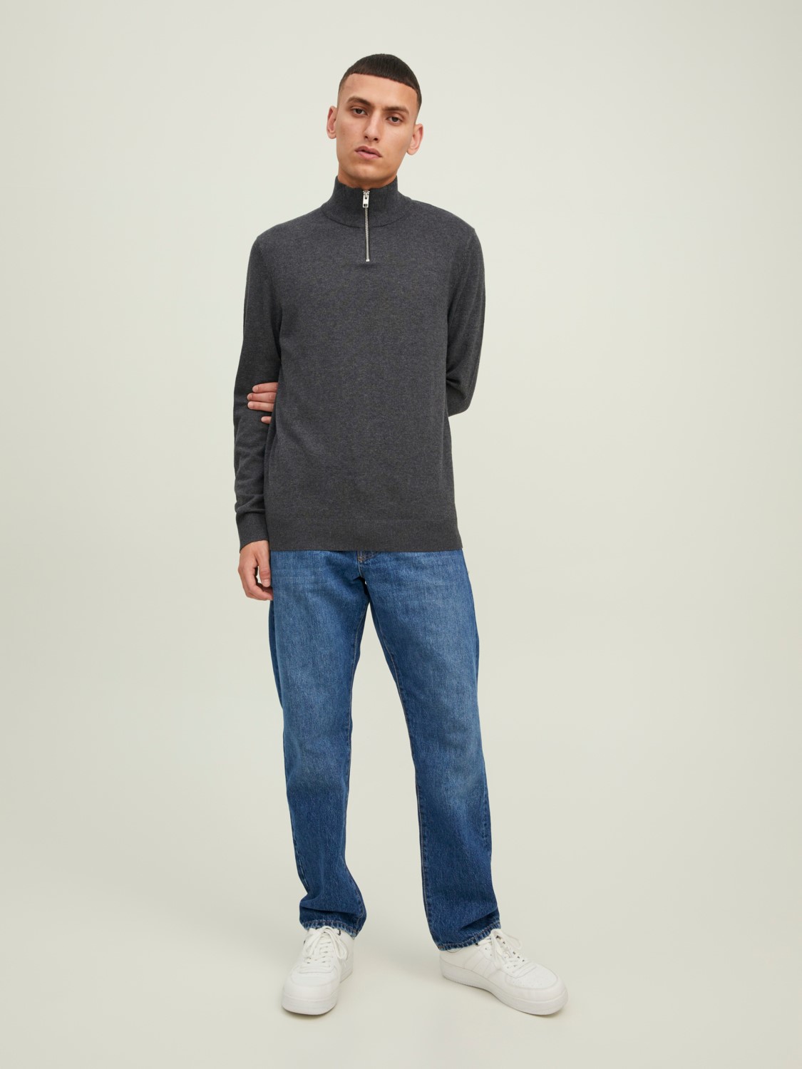 Dünner Strickpullover Stehkragen Sweater mit Zip Langarm Basic JJEEMIL Dünner Strickpullover Stehkragen Sweater mit Zip Langarm Basic JJEEMIL