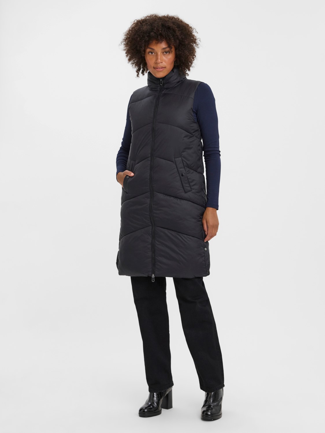 Lange Puffer Weste Wattierte Stepp Jacke ohne Ärmel und Kapuze VMUPPSALA Lange Puffer Weste Wattierte Stepp Jacke ohne Ärmel und Kapuze VMUPPSALA