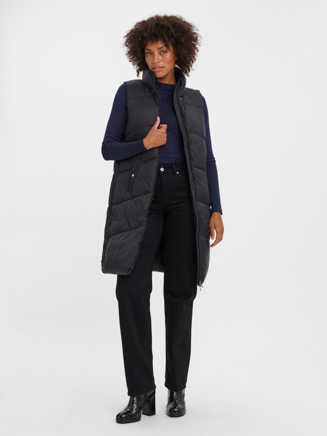 Lange Puffer Weste Wattierte Stepp Jacke ohne Ärmel und Kapuze VMUPPSALA Lange Puffer Weste Wattierte Stepp Jacke ohne Ärmel und Kapuze VMUPPSALA