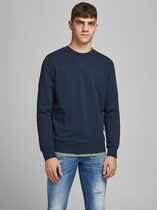 JACK & JONES Basic Sweater Langarm Sweatshirt Rundhals Pullover, Farbe: Blau