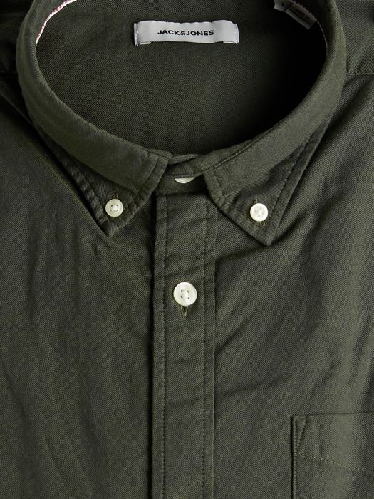 JACK & JONES Plus Size Hemd Übergrößen Basic Langarm Shirt, Farbe: Grün