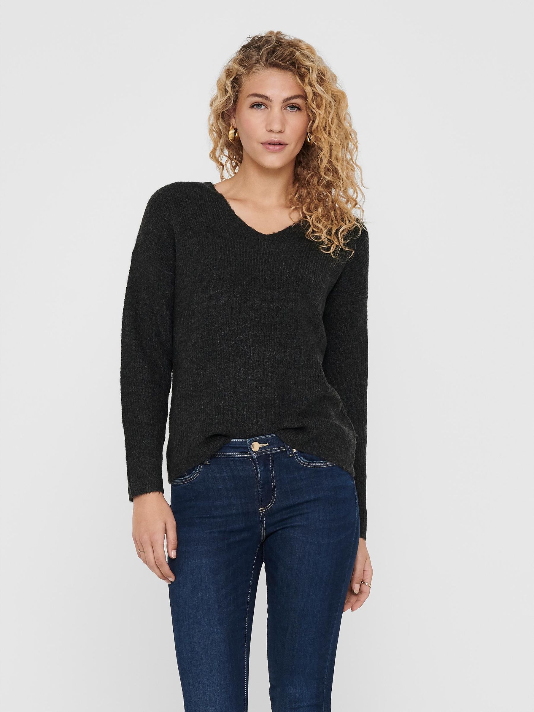 ONLY_SpringSummer2020_3525747_15204588_3.jpg Warmer Strickpullover Stretch Sweater V-Ausschnitt Langarm ONLDANIELLA