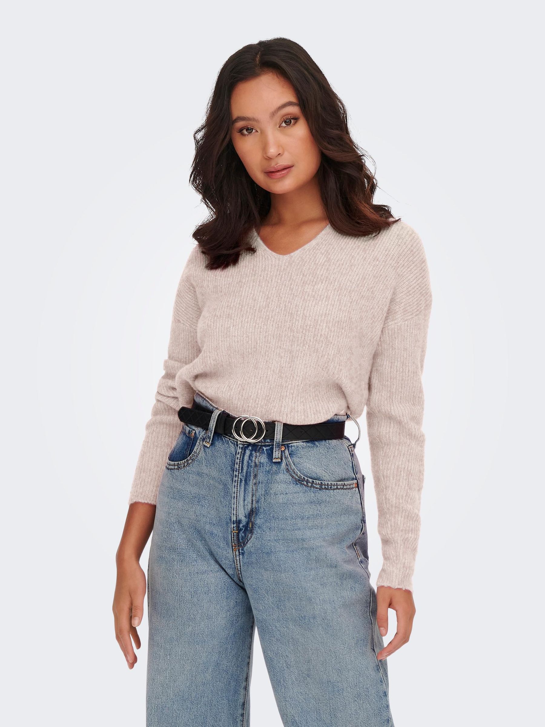 ONLY_SpringSummer2020_3735116_15204588_5.jpg Warmer Strickpullover Stretch Sweater V-Ausschnitt Langarm ONLDANIELLA