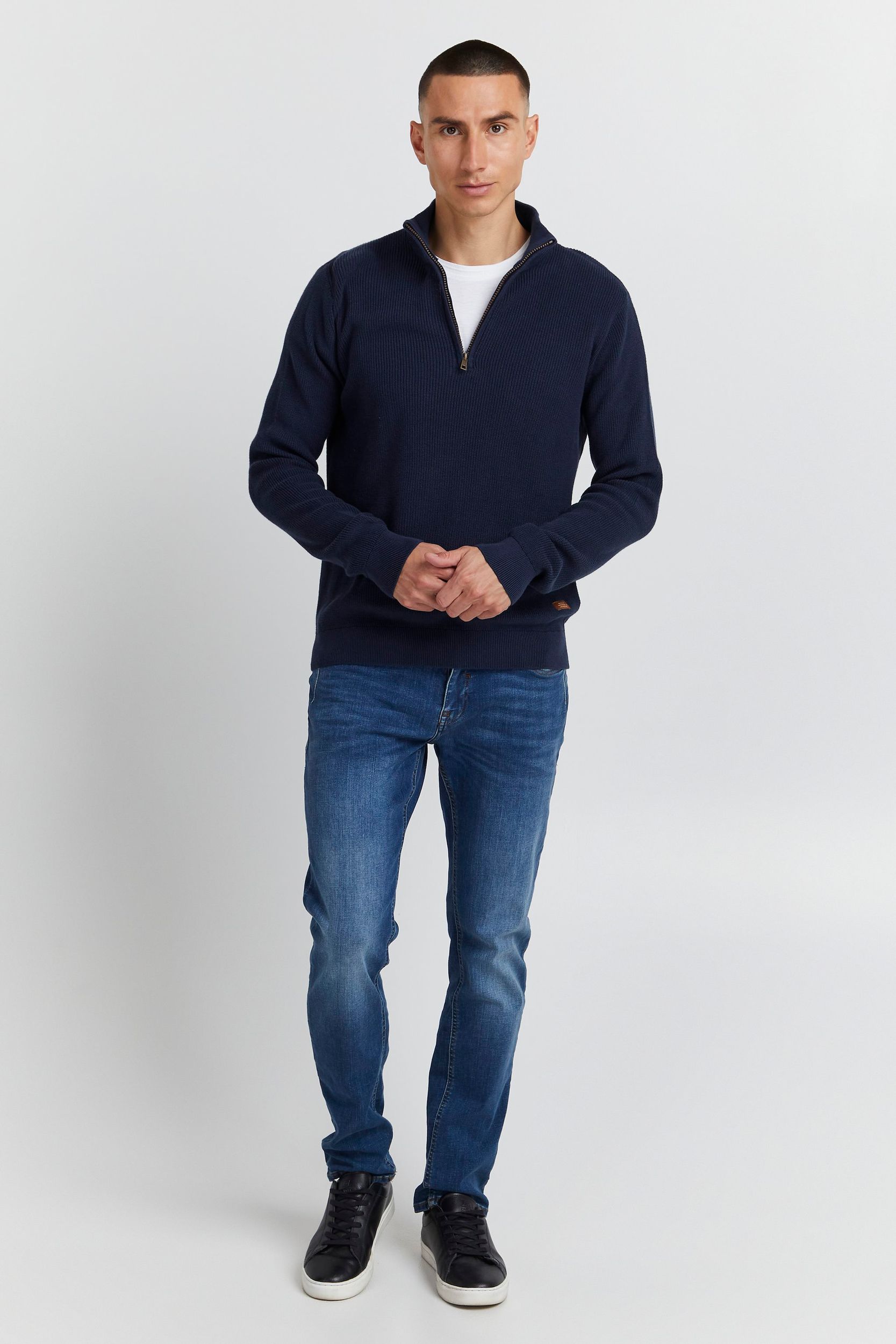 Warmer Strickpullover Stehkragen Sweater mit Zip Langarm Basic BHCodford Warmer Strickpullover Stehkragen Sweater mit Zip Langarm Basic BHCodford