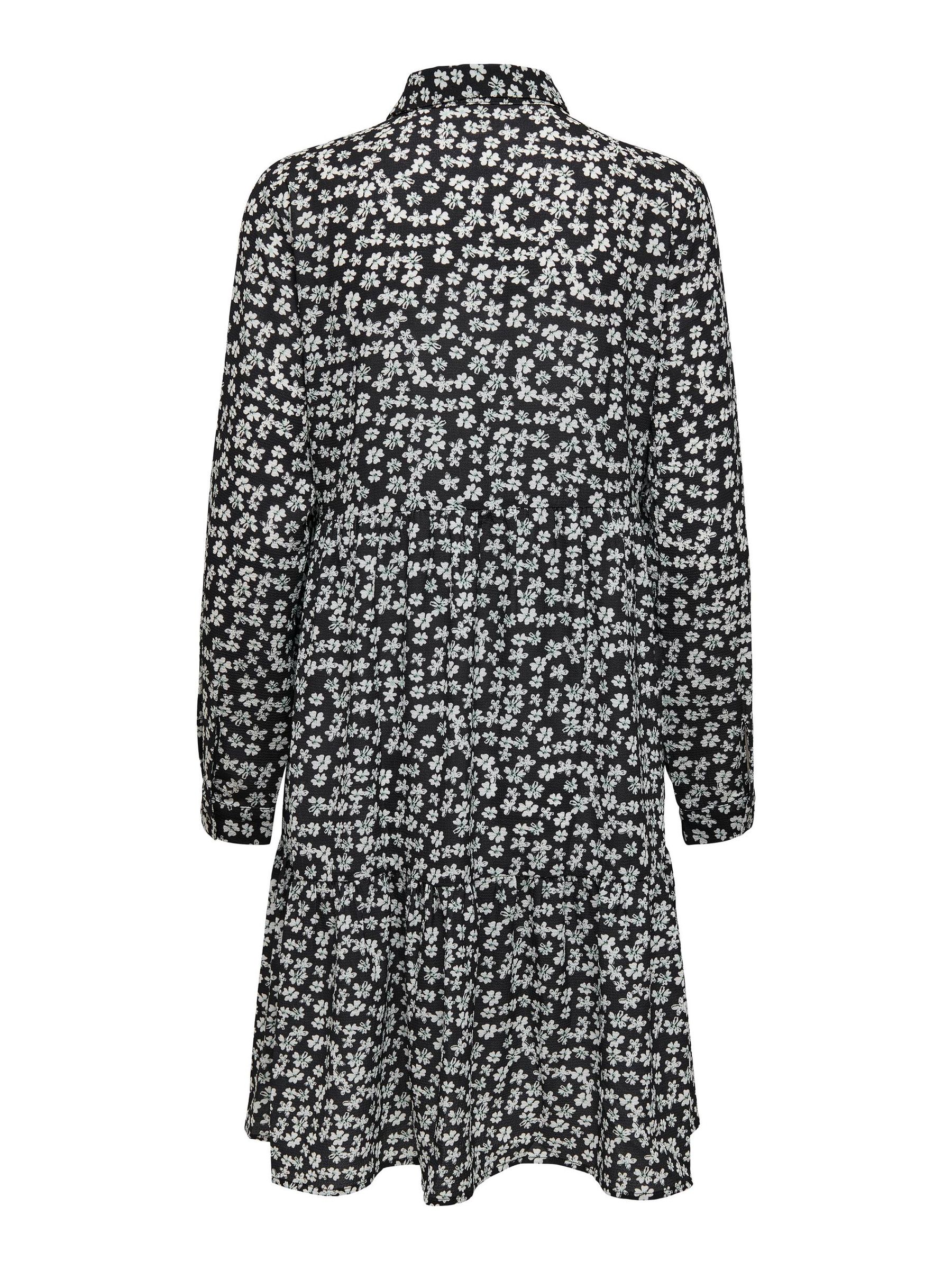 JDY_Noos2023_3535479_15221987_2.jpg Kurzes Langarm Kleid Gemustert Tunika Falten Bluse Rüschen Hemd JDYPIPER