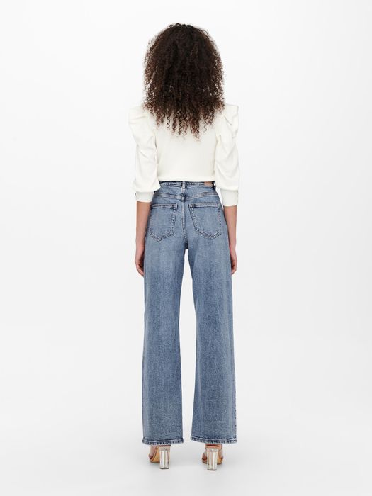 Only ONLY High Waist Jeans Stretch Denim Schlaghose 5-Pocket Wide Leg – Blau, Bild 4