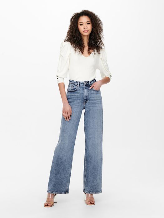 Only ONLY High Waist Jeans Stretch Denim Schlaghose 5-Pocket Wide Leg – Blau, Bild 3