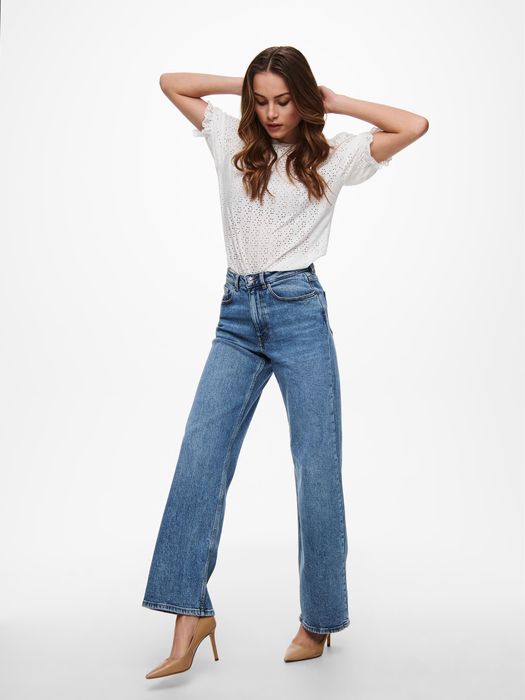 Only ONLY High Waist Jeans Stretch Denim Schlaghose 5-Pocket Wide Leg – Blau, Bild 7
