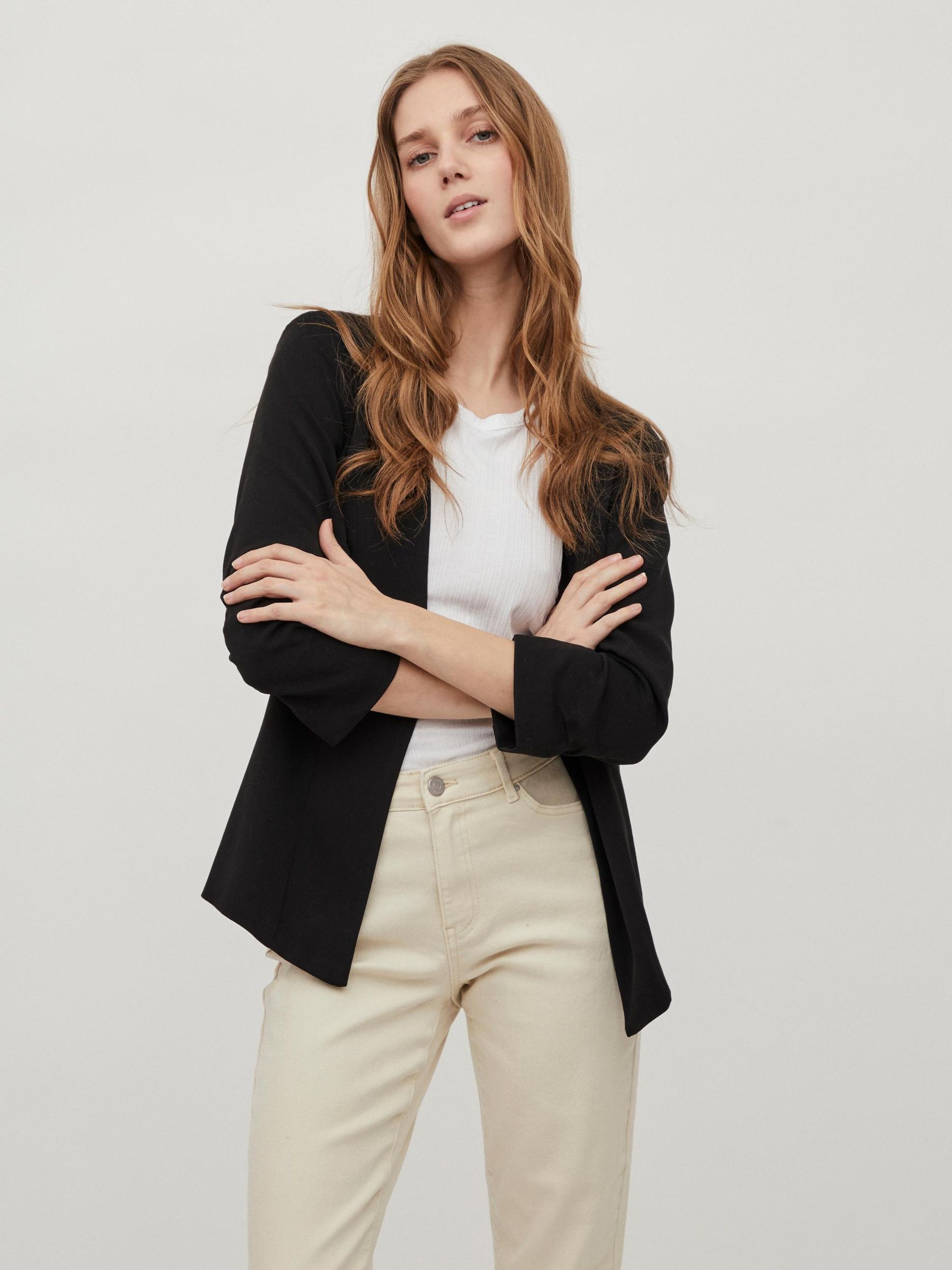 VILA_NOOS2016_2422288_14039434_3.jpg 3/4 Ärmel Blazer Dünne Jacke mit Schulterpolster Business Basic VIHER