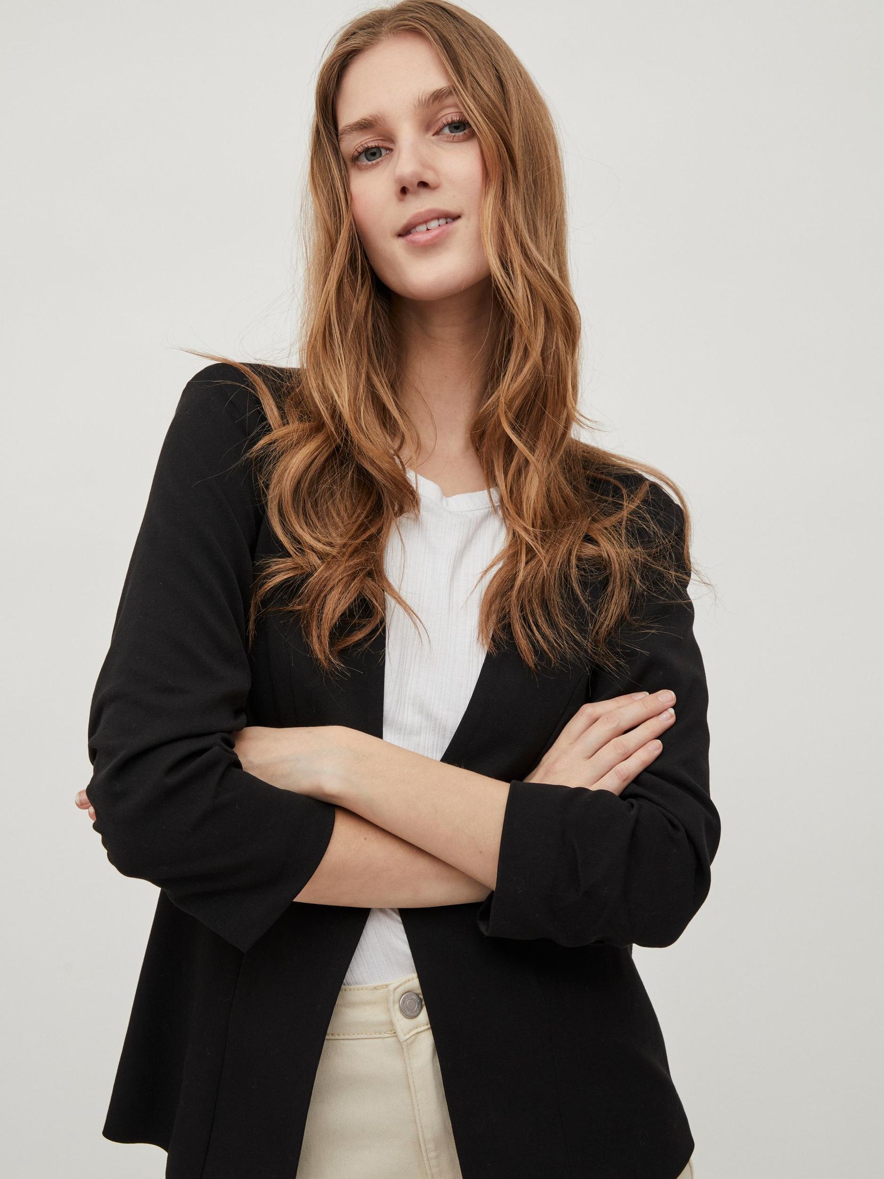 VILA_NOOS2016_2422288_14039434_6.jpg 3/4 Ärmel Blazer Dünne Jacke mit Schulterpolster Business Basic VIHER