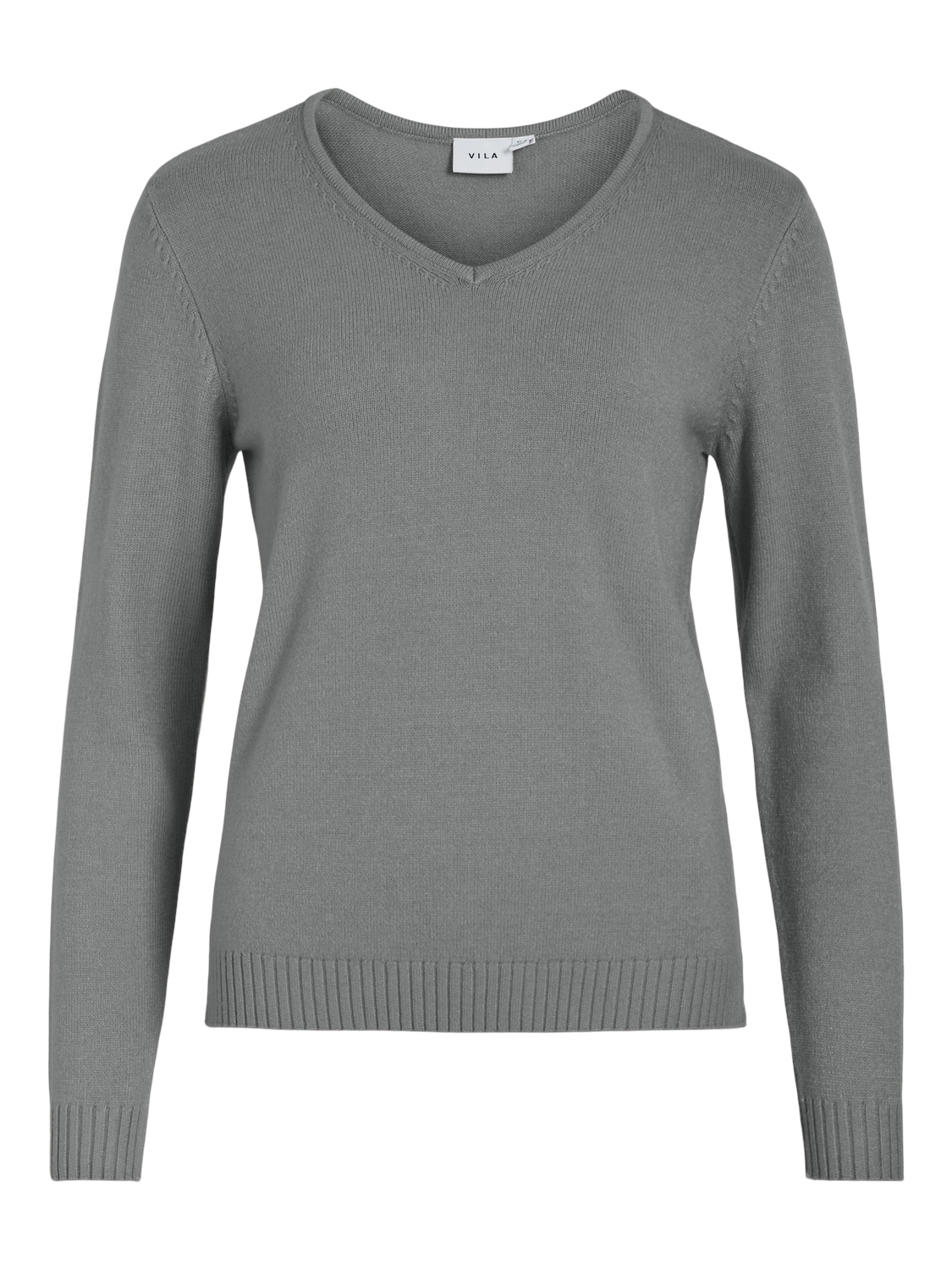 VILA_NOOS2024_2660804_14042769.jpg Dünner Strickpullover Knitted Basic Stretch Sweater Langarm V-Neck VIRIL