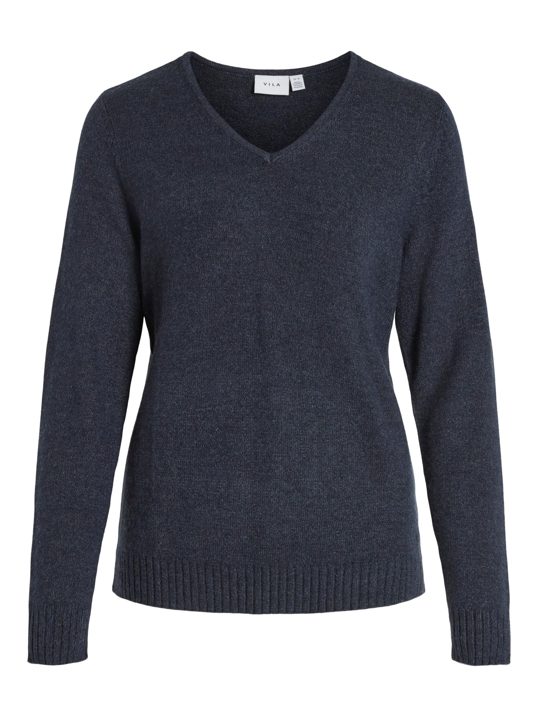 VILA_Noos2023_2581586_14042769.jpg Dünner Strickpullover Knitted Basic Stretch Sweater Langarm V-Neck VIRIL