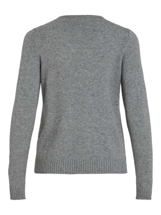 Vila Dünner Strickpullover Knitted Basic Stretch Sweater Langarm V-Neck VIRIL – Grau, Bild 3