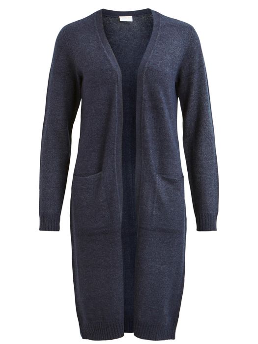 Vila Langer Cardigan Gemütliche Strickjacke mit Taschen Knit Jacket VIRIL – Dunkelblau, Bild 4