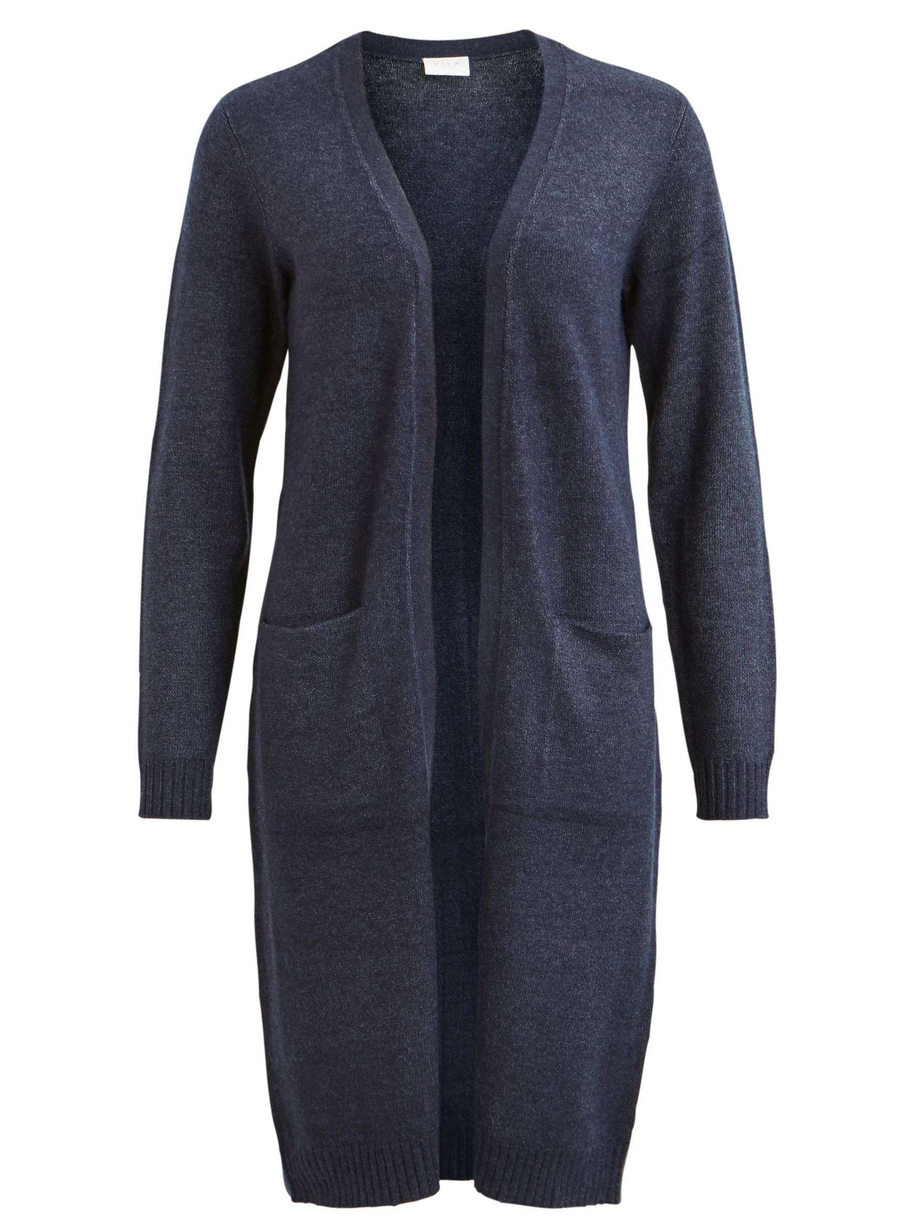 Vila Langer Cardigan Gemütliche Strickjacke mit Taschen Knit Jacket VIRIL – Dunkelblau, Bild 1