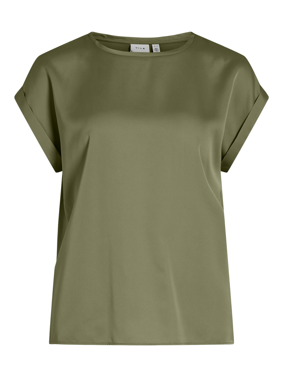 VILA_Autumnwinter_4730527_14059563.jpg Satin Blusen T-Shirt Kurzarm Basic Glänzendes Oberteil VIELLETTE