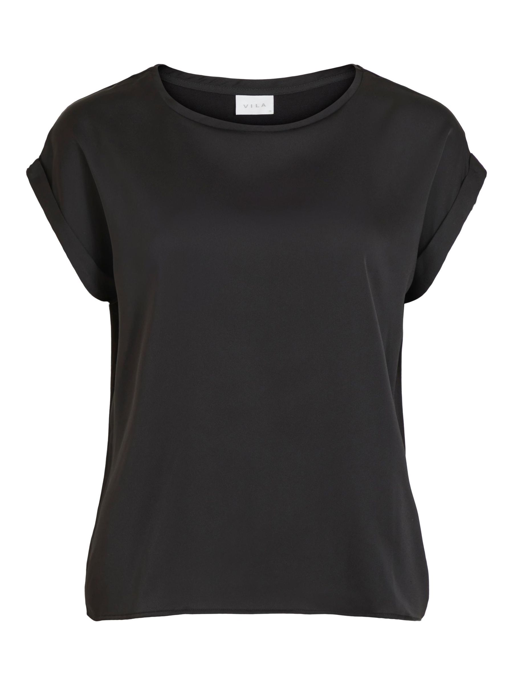 VILA_FallWinter2020_3569118_14059563.jpg Satin Blusen T-Shirt Kurzarm Basic Glänzendes Oberteil VIELLETTE