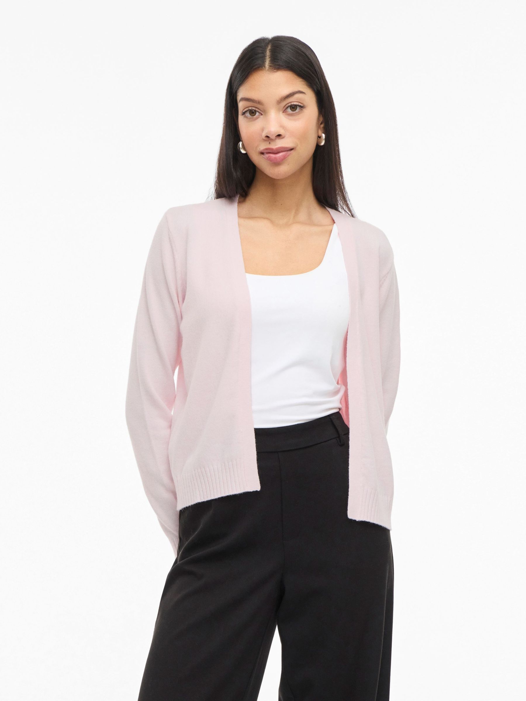 Kurze Feinstrick Cardigan Stretch Basic Jacke ohne Verschluss VIRIL Kurze Feinstrick Cardigan Stretch Basic Jacke ohne Verschluss VIRIL