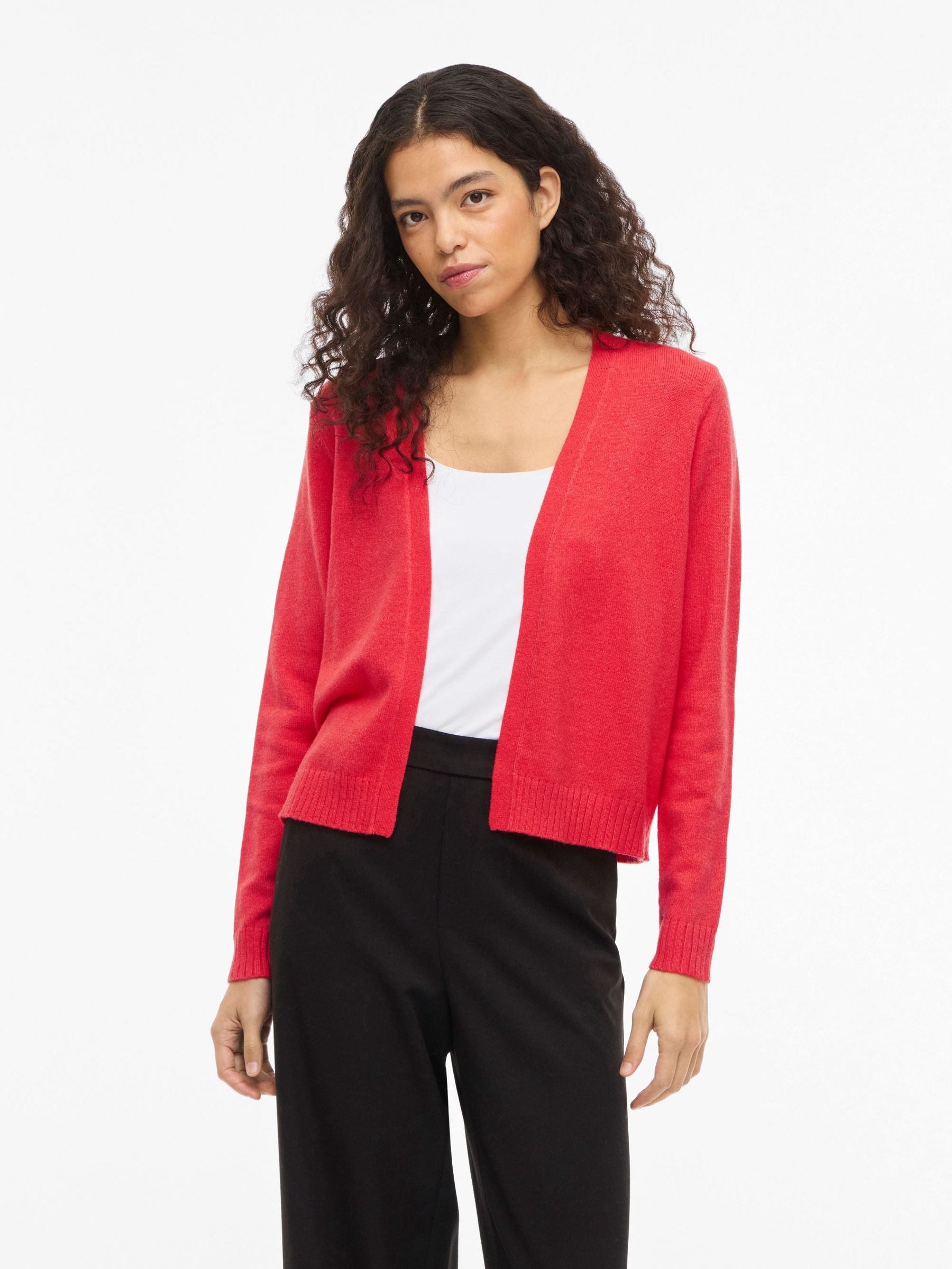 Kurze Feinstrick Cardigan Stretch Basic Jacke ohne Verschluss VIRIL Kurze Feinstrick Cardigan Stretch Basic Jacke ohne Verschluss VIRIL