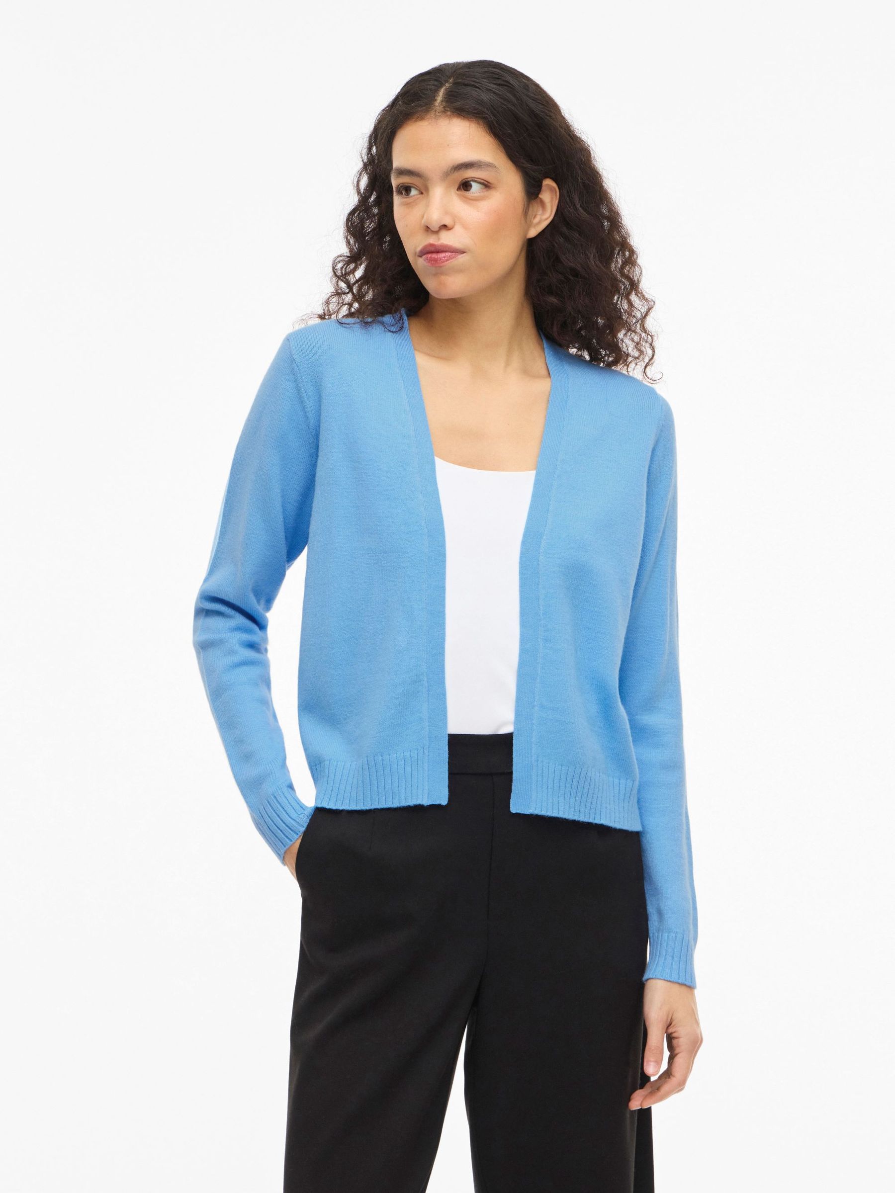Kurze Feinstrick Cardigan Stretch Basic Jacke ohne Verschluss VIRIL Kurze Feinstrick Cardigan Stretch Basic Jacke ohne Verschluss VIRIL