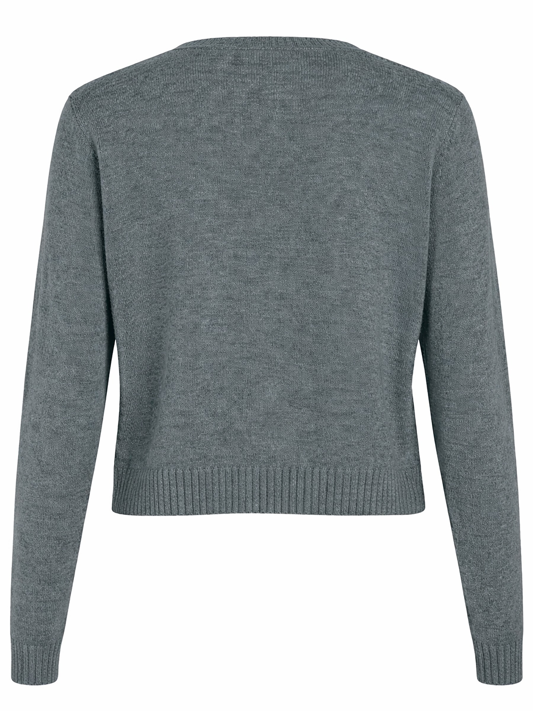 Kurze Feinstrick Cardigan Stretch Basic Jacke ohne Verschluss VIRIL Kurze Feinstrick Cardigan Stretch Basic Jacke ohne Verschluss VIRIL