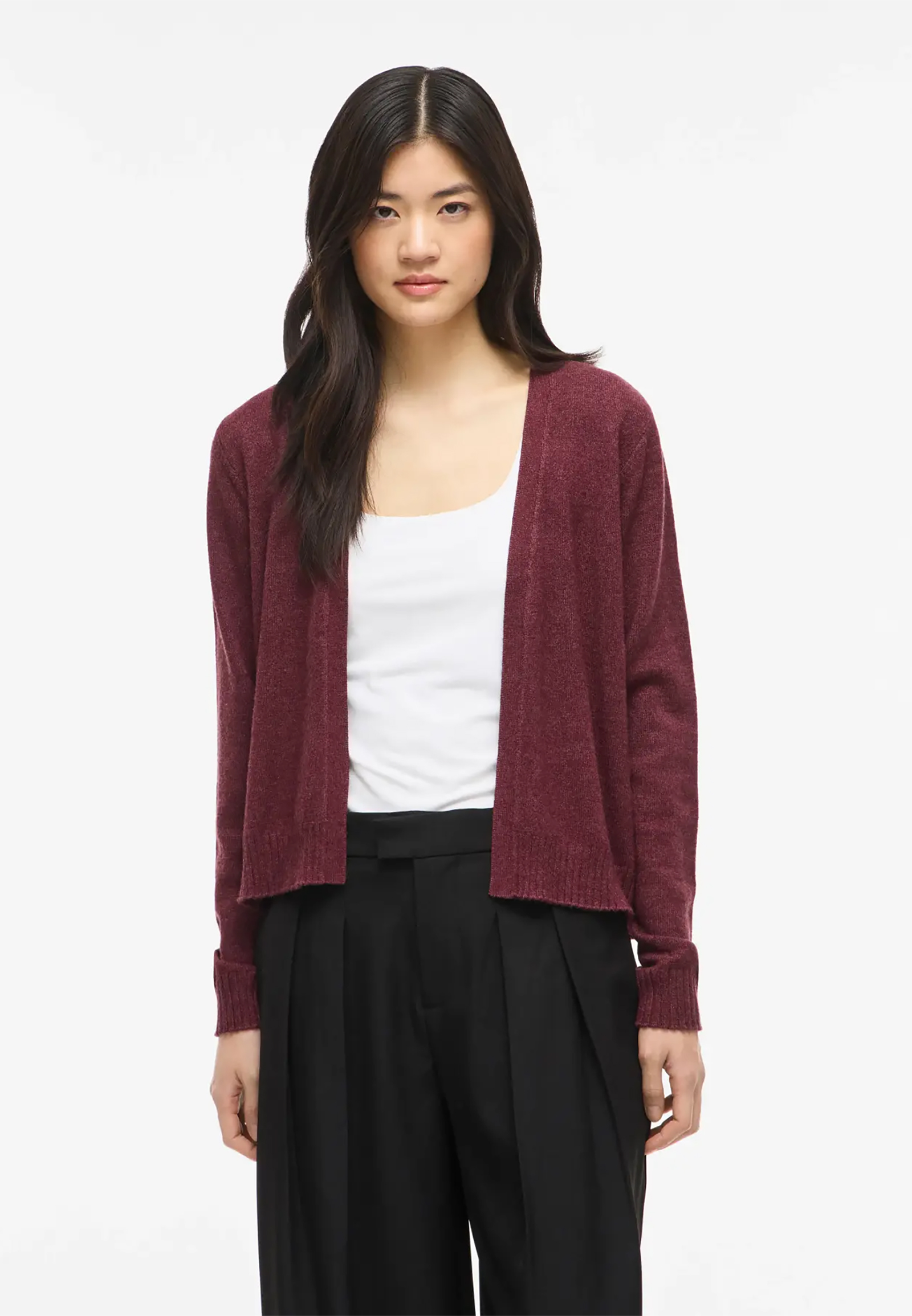Kurze Feinstrick Cardigan Stretch Basic Jacke ohne Verschluss VIRIL Kurze Feinstrick Cardigan Stretch Basic Jacke ohne Verschluss VIRIL