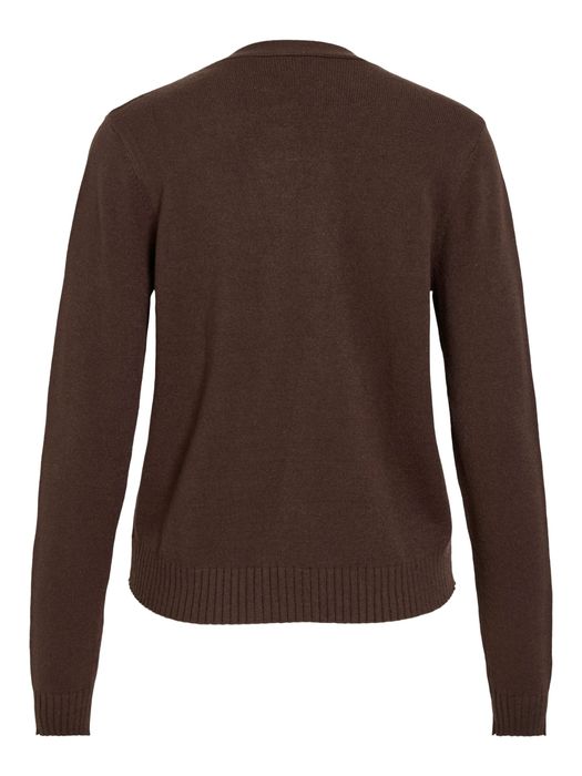 Vila Kurze Feinstrick Cardigan Stretch Basic Jacke ohne Verschluss VIRIL – Braun, Bild 4