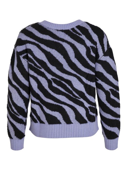Vila VILA Kuscheliger Strickpullover Zebra Animal Muster V-Neck – Lila, Bild 7