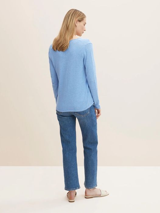 Tom Tailor TOM TAILOR Dünner Strickpullover Knitted Basic Stretch Sweater – Blau, Bild 5