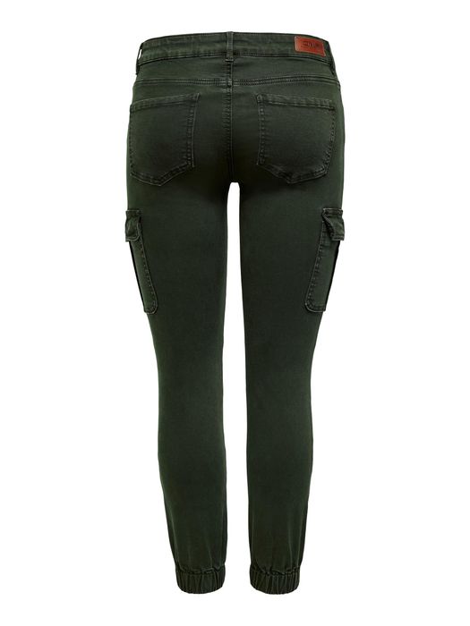 Only ONLY Cargo Denim Jogger Pants Stretch Jeans Mid Waist Karotten – Grün, Bild 5