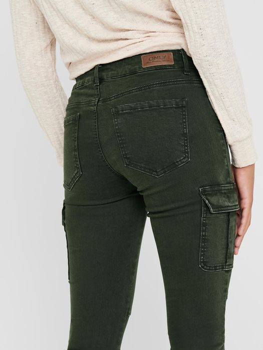 Only ONLY Cargo Denim Jogger Pants Stretch Jeans Mid Waist Karotten – Grün, Bild 6