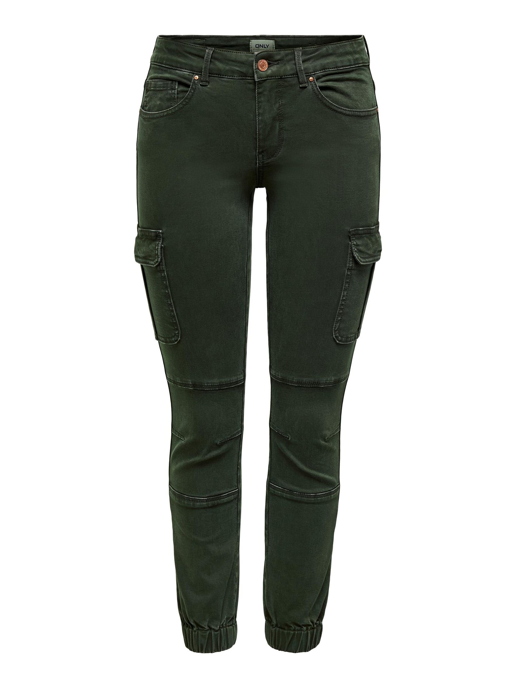 Only ONLY Cargo Denim Jogger Pants Stretch Jeans Mid Waist Karotten – Grün, Bild 1
