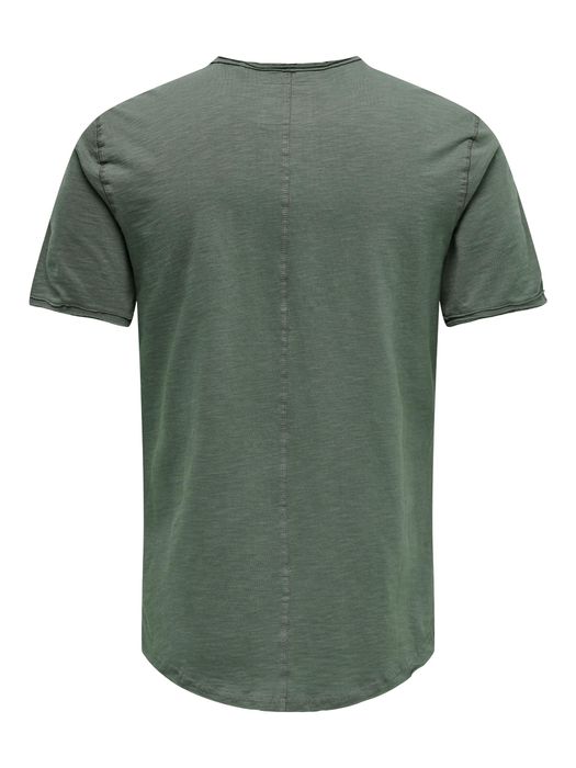 Only & Sons ONLY & SONS Rundhals T-Shirt Langes Kurzarm Shirt Basic aus – Grün, Bild 8