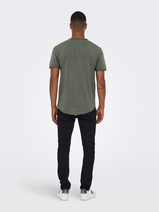 Only & Sons ONLY & SONS Rundhals T-Shirt Langes Kurzarm Shirt Basic aus – Grün, Bild 4
