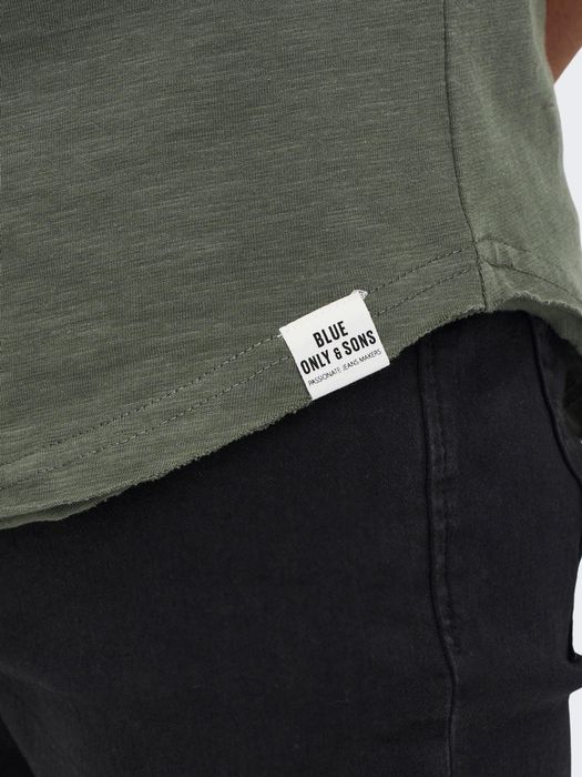 Only & Sons ONLY & SONS Rundhals T-Shirt Langes Kurzarm Shirt Basic aus – Grün, Bild 6