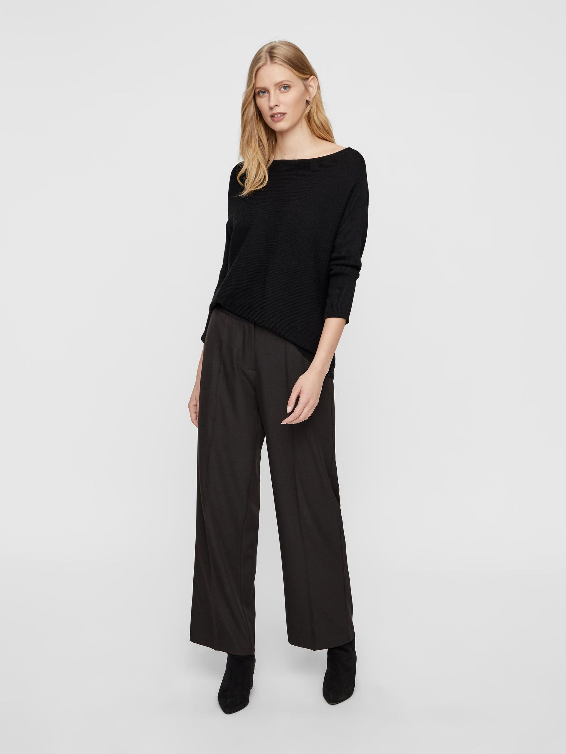 VERO-MODA_NOOS2019_3025764_10210570_4.jpg Rippstrick Pullover U-Ausschnitt 3/4 Langarm Sweater VMNORA