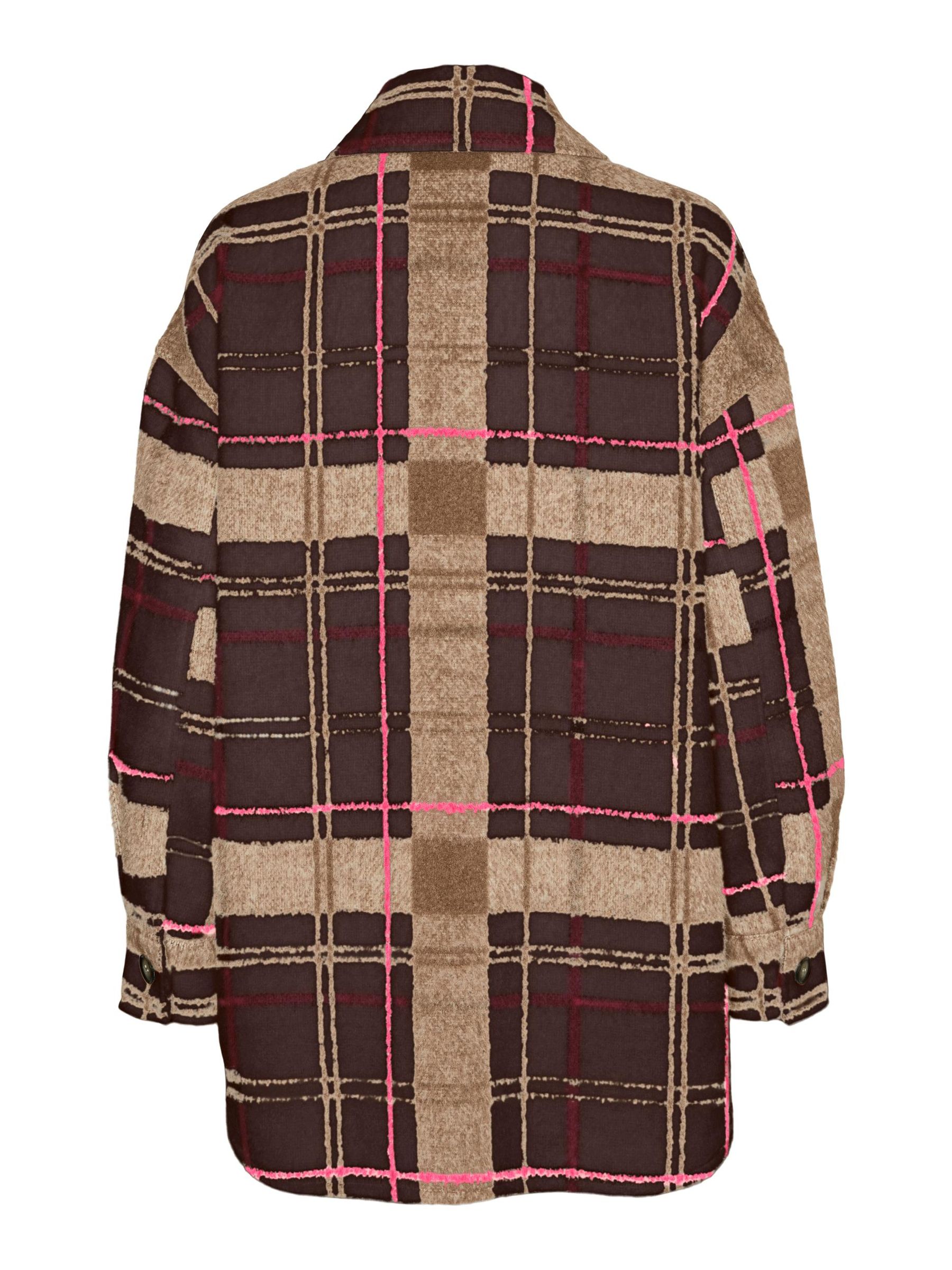 Vero Moda Hemd Jacke Übergangs Plaid Shacket Kariert mit Knopfleiste VMLESLIE – Dunkelbraun, Bild 2
