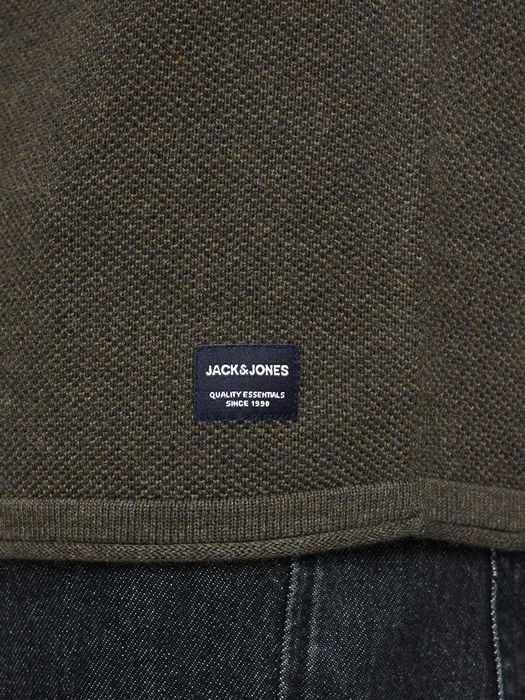 Jack & Jones JACK & JONES Langarm Strickpullover Sweater Baumwolle Shirt – Olive, Bild 6