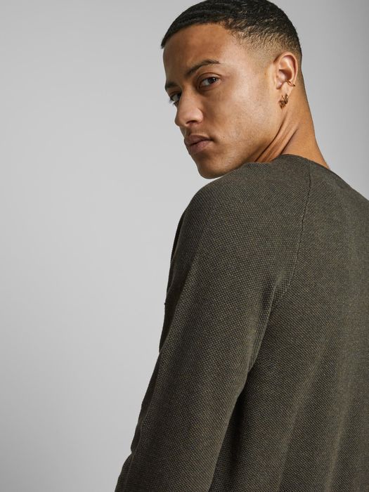 Jack & Jones JACK & JONES Langarm Strickpullover Sweater Baumwolle Shirt – Olive, Bild 5