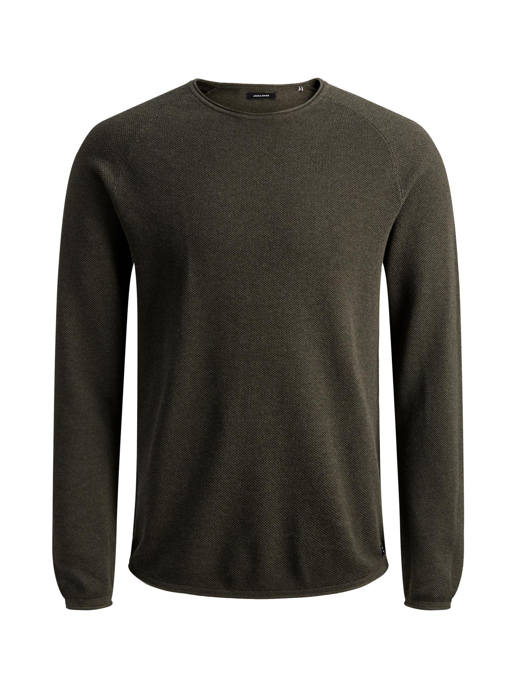 Jack & Jones JACK & JONES Langarm Strickpullover Sweater Baumwolle Shirt – Olive, Bild 1