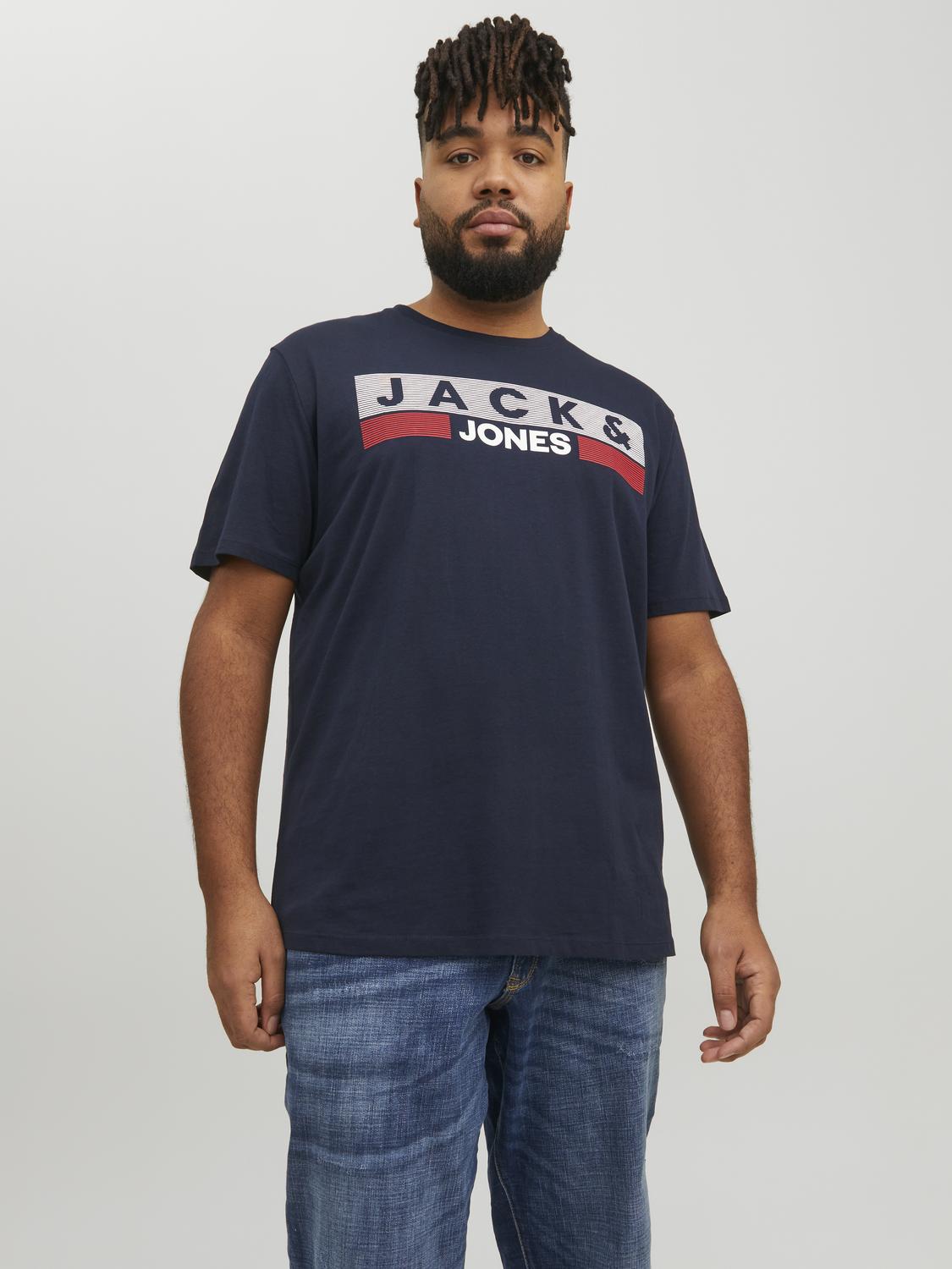 Jack & Jones JACK & JONES 2er Pack T-Shirt Plus Size Rundhals Kurzarm Shirt – Dunkelblau-Rot, Bild 2