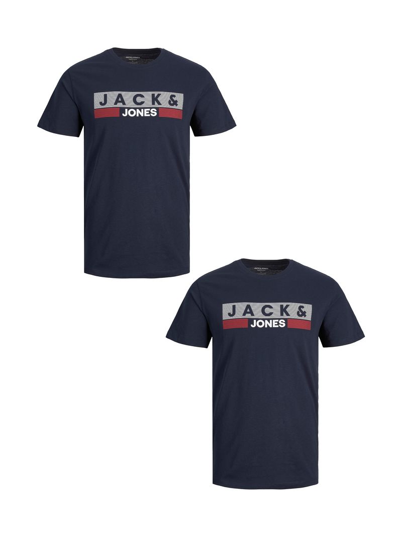Jack & Jones JACK & JONES 2er Pack T-Shirt Plus Size Rundhals Kurzarm Shirt – Dunkelblau-Rot, Bild 1