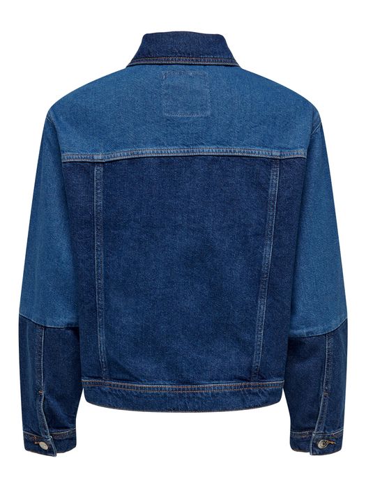 Colour Block Jeansjacke Stretch Denim Übergangs Jacket Vintage ONLKIM, Farbe: Blau