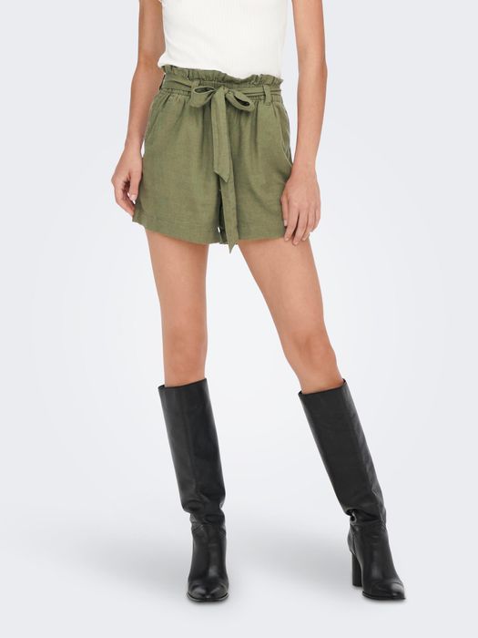 Leinen Stoff Shorts Paperback JDYSAY, Farbe: Grün