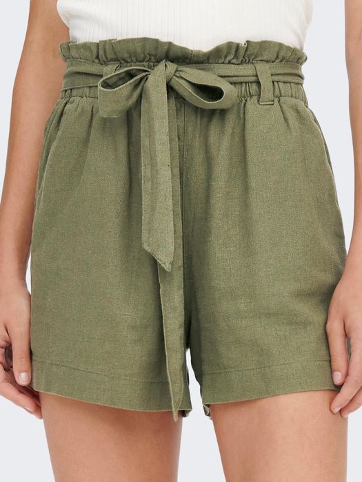 JDY Leinen Stoff Shorts Paperback JDYSAY – Grün, Bild 3