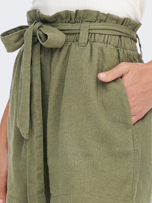 JDY Leinen Stoff Shorts Paperback JDYSAY – Grün, Bild 5